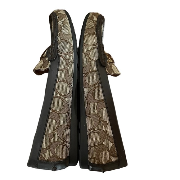 Coach A01918 Olive Outline Signature C Khaki Chestnut Brown Loafers 7B - Picture 5 of 12